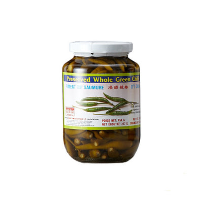 3 Chef's ピクルドグリーンチリ 454g Pickled Whole Green Chili