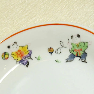 色絵唐子 深皿 14cm