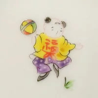 色絵唐子 反高台丼 19.6cm