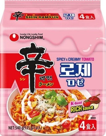 農心辛ラーメンロゼ袋 135g × 4p