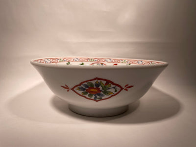 19.3cm bowl with red flower and bird design