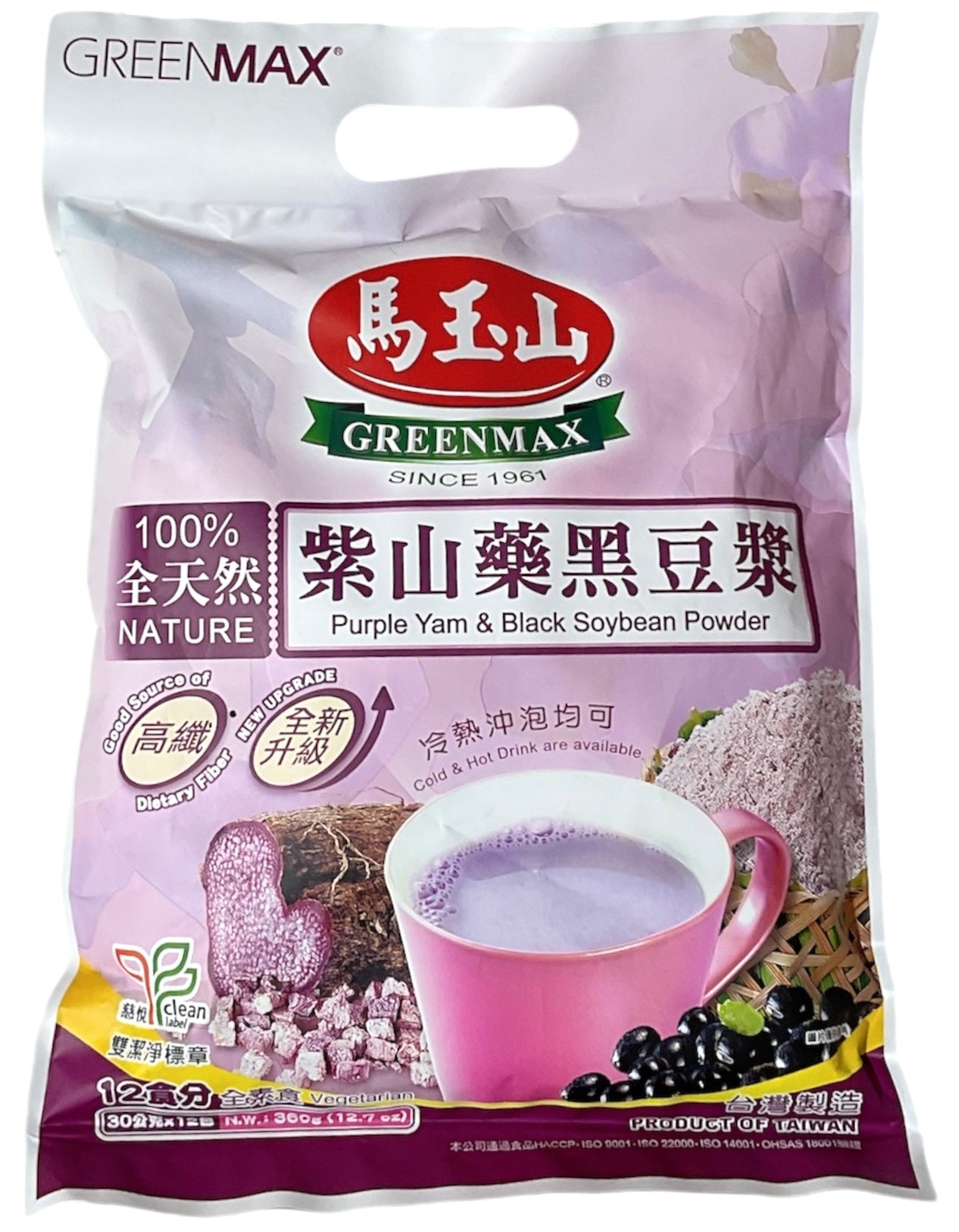 穀物スムージ(紫山芋、黒豆乳)360g Purple Yam & Black Soybean Powder