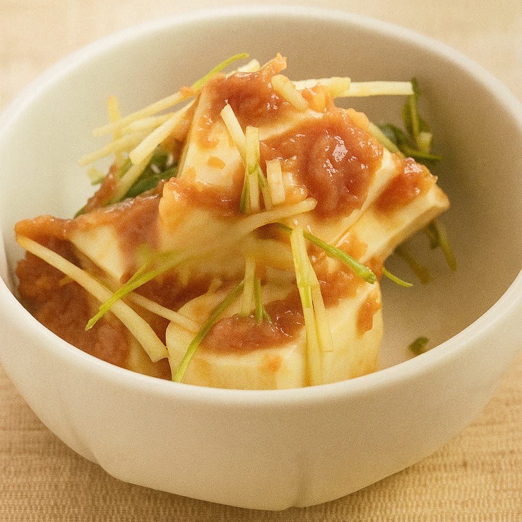 押し豆腐の梅肉和え