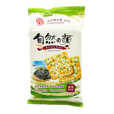 Nature's face green onion crackers with seaweed