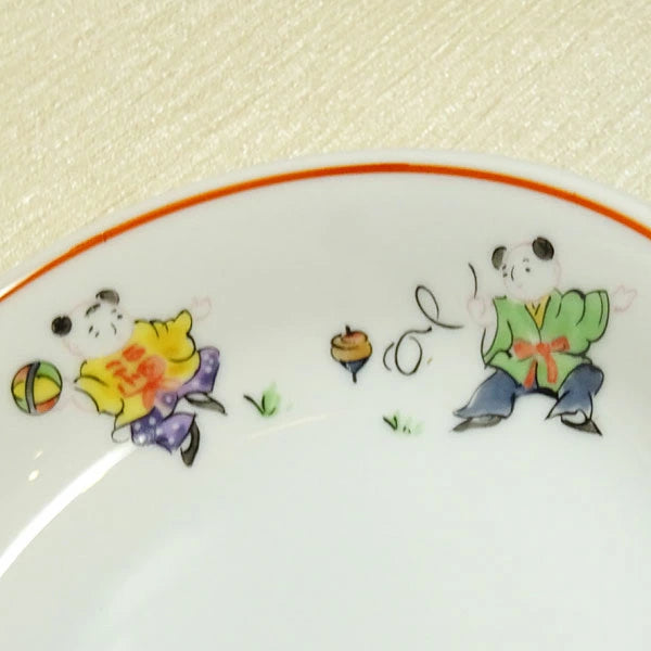 色絵唐子 深皿 14㎝