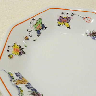 色絵唐子 八角高台 18.8㎝