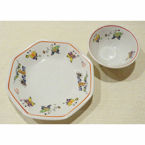 色絵唐子 八角高台 18.8㎝