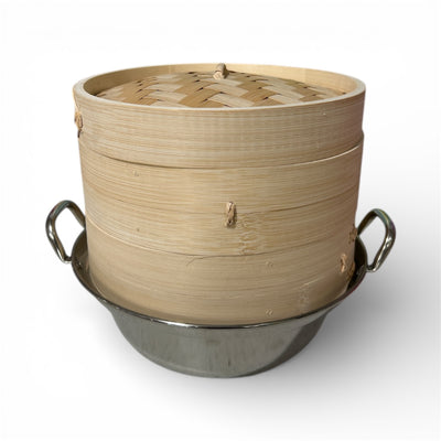 中華竹セイロ＋鍋セット 21cm Bamboo Steamer + Pot