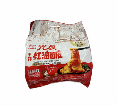 Mitsutomo Baked Thick Chinese Noodles, Sour and Spicy (Bag) 100g x 4-pack